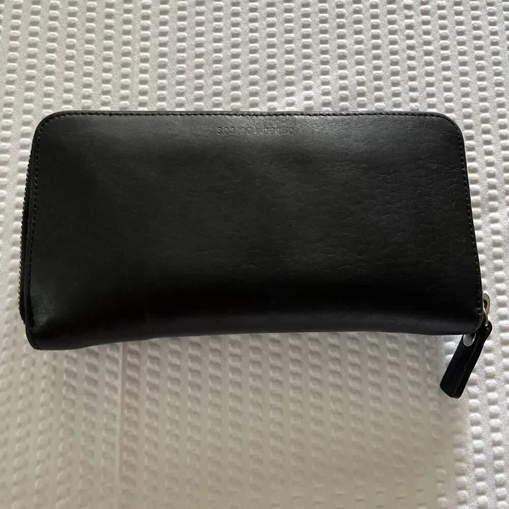 Shinola Detroit Leather Continental Zip Around Women’s Wallet Black Made In USA
